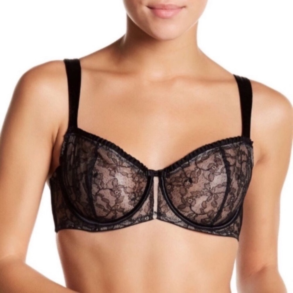 Felina Non Padded Black Lace Underwire Demi Bra